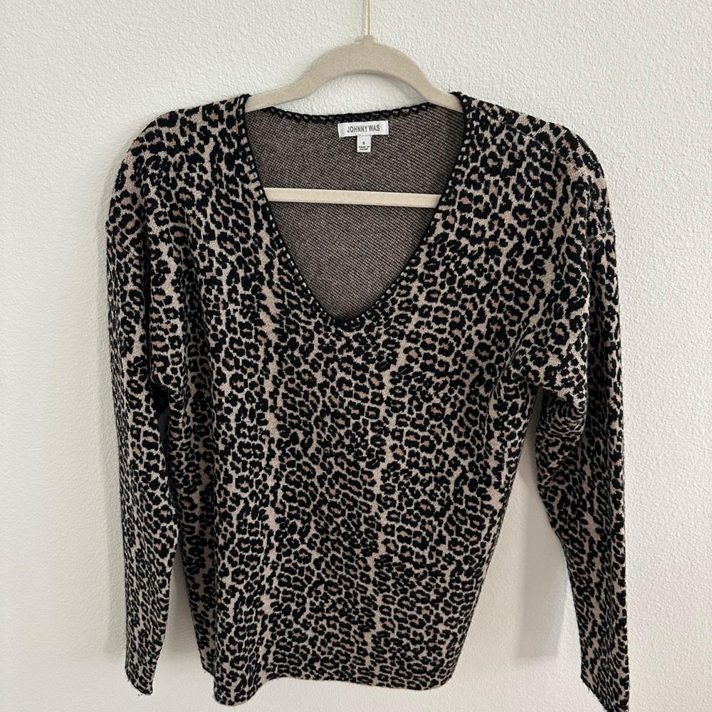 Johnny Was Leopard Print Sweater